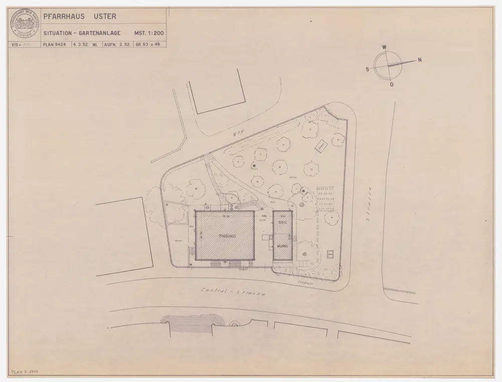 Uster: Pfarrhaus und Umgebung; Grundriss