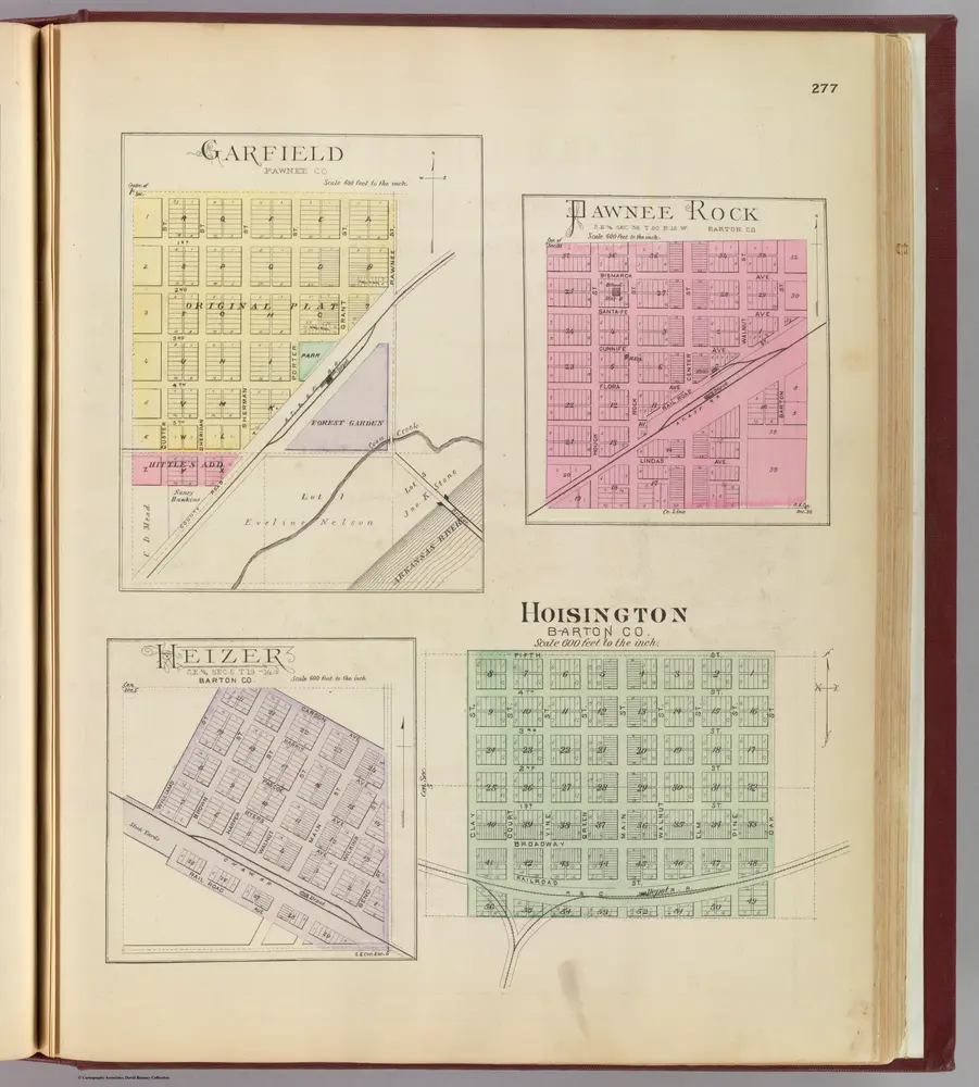 Garfield, Pawnee Rock, Heizer, Hoisington.