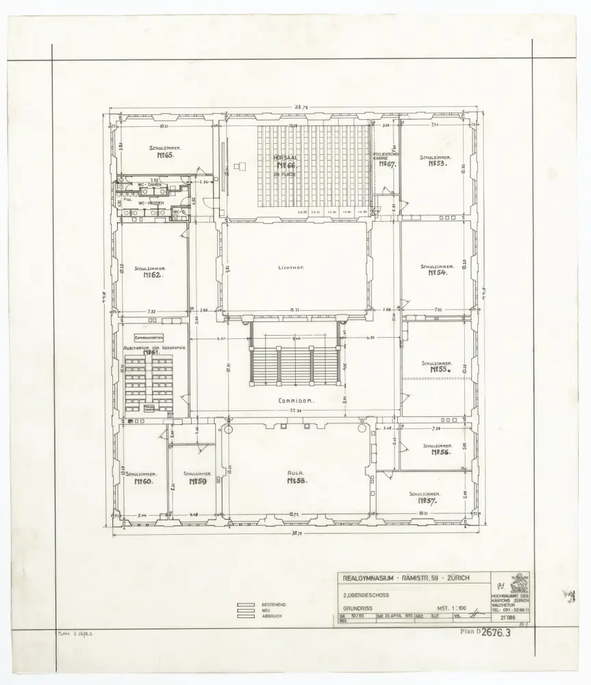 Realgymnasium, Rämistrasse 59: Grundrisse: 2. Stock; Grundriss