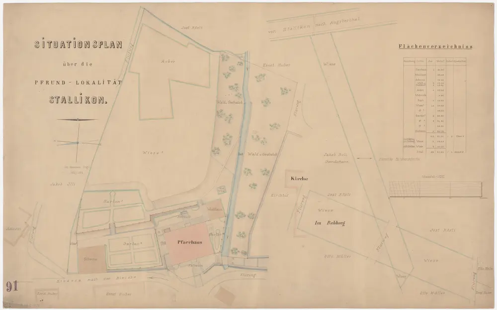 Stallikon: Pfrundlokalität mit Pfarrhaus und Umgebung; Grundriss