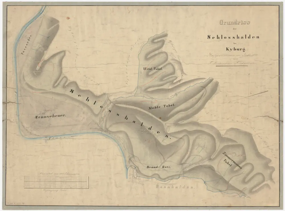 Kyburg, Töss, Illnau-Effretikon (damals Illnau), Schlatt: Staatswaldung: Kyburg: Schlosshalden, Tössacher, Sennschür (Sennscheuer), Weidtobel, Mülitobel (Mühletobel), Brandrüti, Zimmermannstobel; Grundriss