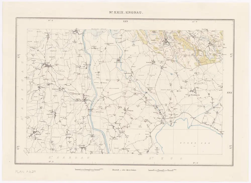 Topographische Karte des Kantons Zürich (Wild-Karte): Blatt XXIX: Knonau