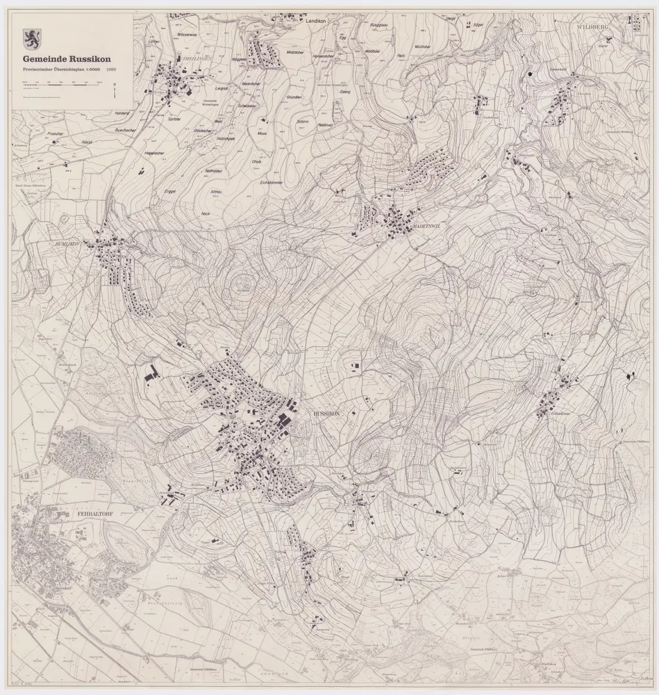 Russikon: Gemeinde; Übersichtsplan (Schweizerische Grundbuchvermessung)