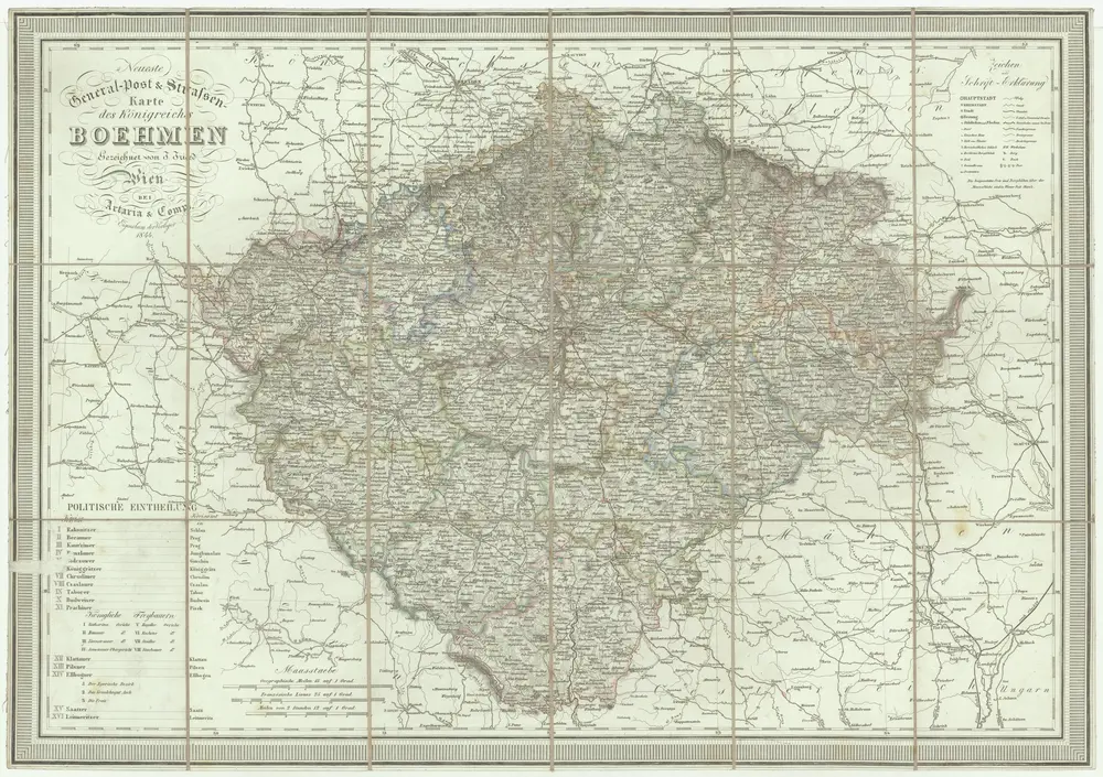 Neueste General-Post & Strassen-Karte des Königreichs Boehmen