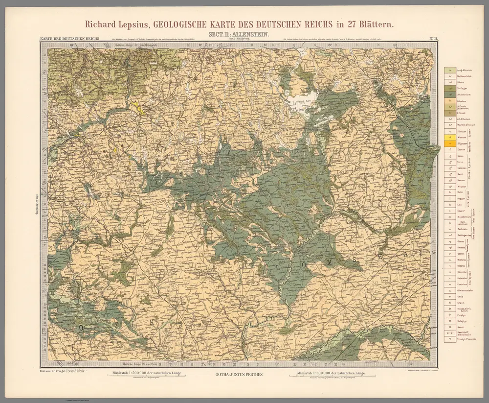 Sect.11: Allenstein. No.11. Geologische Karte Des Deutschen Reichs