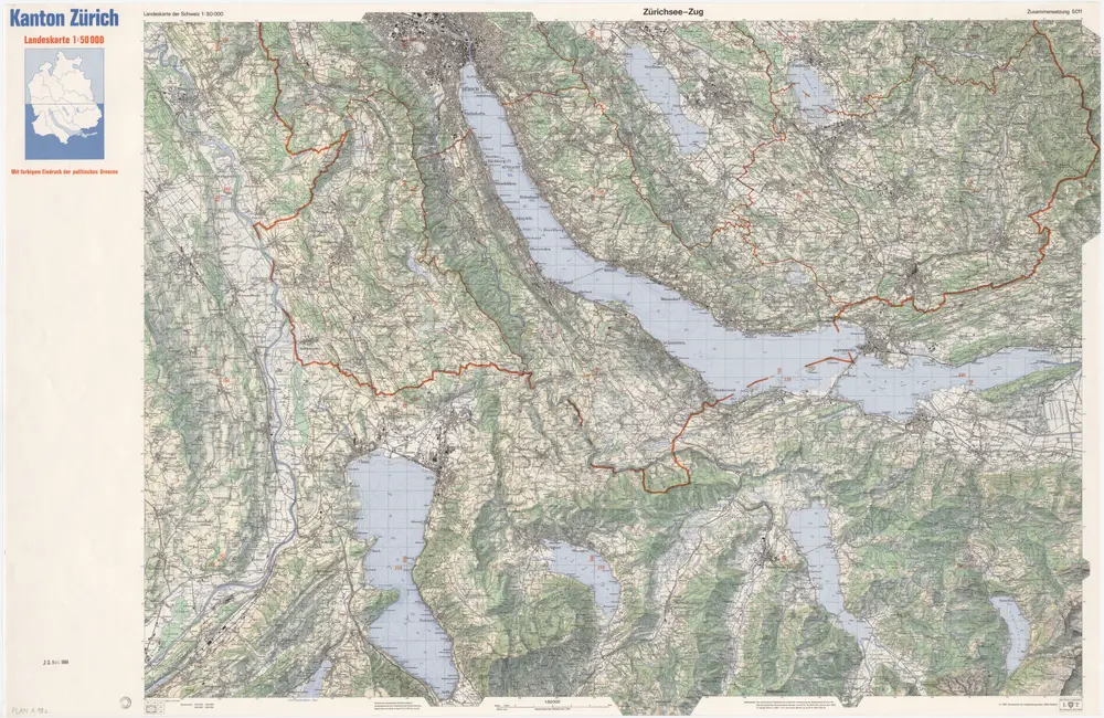 Landeskarte der Schweiz 1 : 50000: Kartenzusammensetzung 5011 (Zürichsee-Zug)