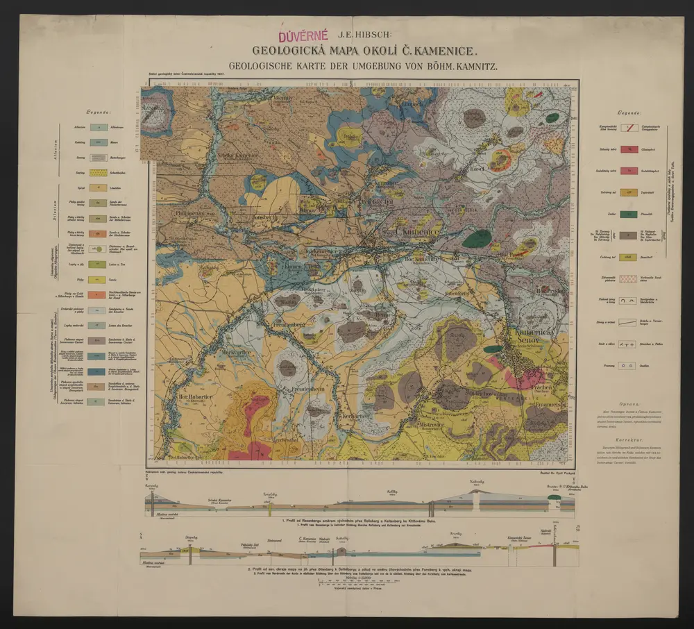 Geologická mapa okolí Č. Kamenice