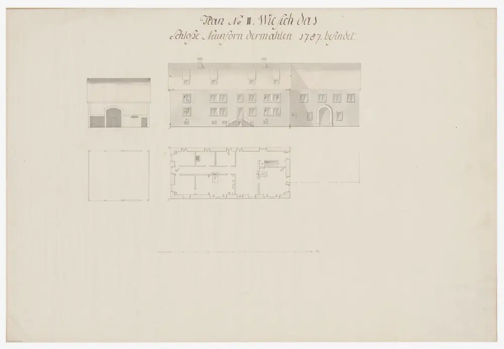 Oberneunforn TG: Schloss; Grundriss und Frontansicht (Plan II)