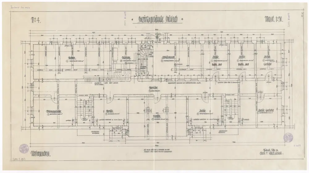 Bülach: Bezirksgebäude, Untergeschoss; Grundriss (Nr. 4)