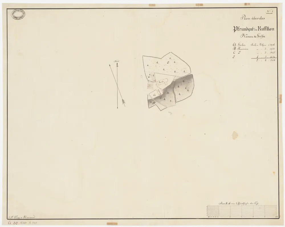 Russikon: Pfrundgüter bei Pfarrhaus und Kirche; Grundriss (Nr. 1)