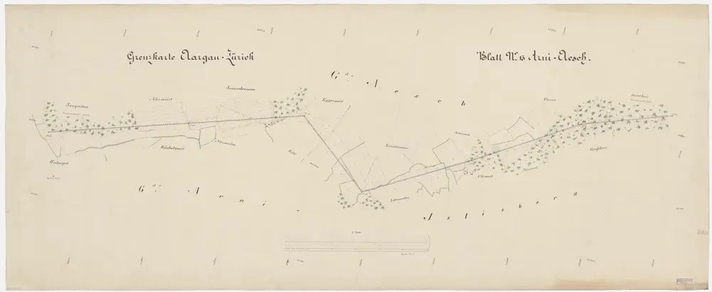 Grenze zwischen den Kantonen Zürich und Aargau von Arni AG bis Aesch; Grundriss (Blatt 15)