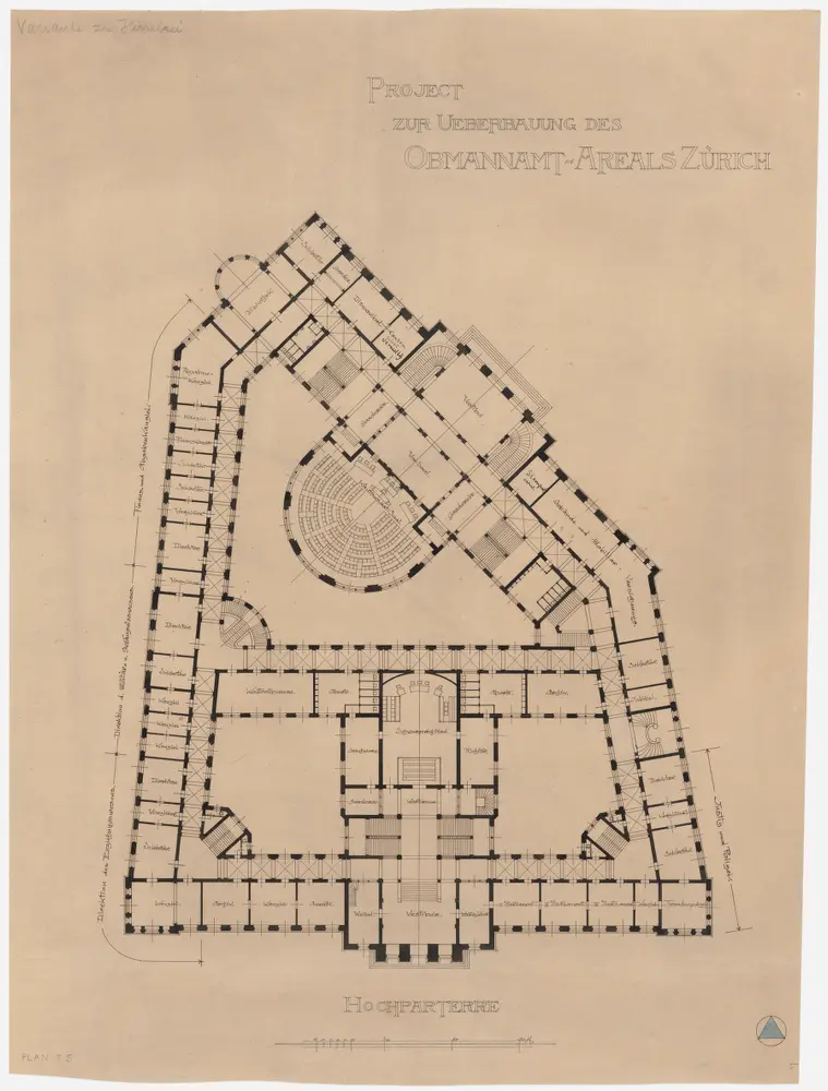 Zürich: Verwaltungs- und Gerichtsgebäude auf dem Obmannamtsareal; Projekt Hirsebrei; Hochparterre; Grundriss