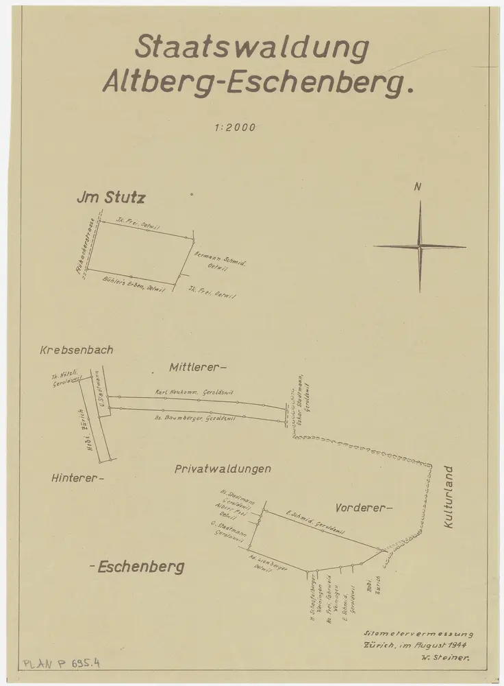 Weiningen, Geroldswil, Oetwil an der Limmat, Dänikon, Dällikon: Staatswaldungen: Oetwil an der Limmat: Stotz (Im Stutz), Äschbrig (Eschenberg), Chräbsenbach (Krebsenbach); Grundrisse