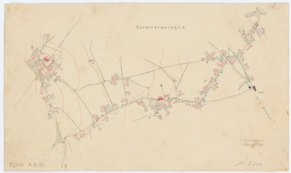 Vorlagen für die Topographische Karte des Kantons Zürich (Wild-Karte): Bezirk Dielsdorf: Ortsplan: Niederweningen