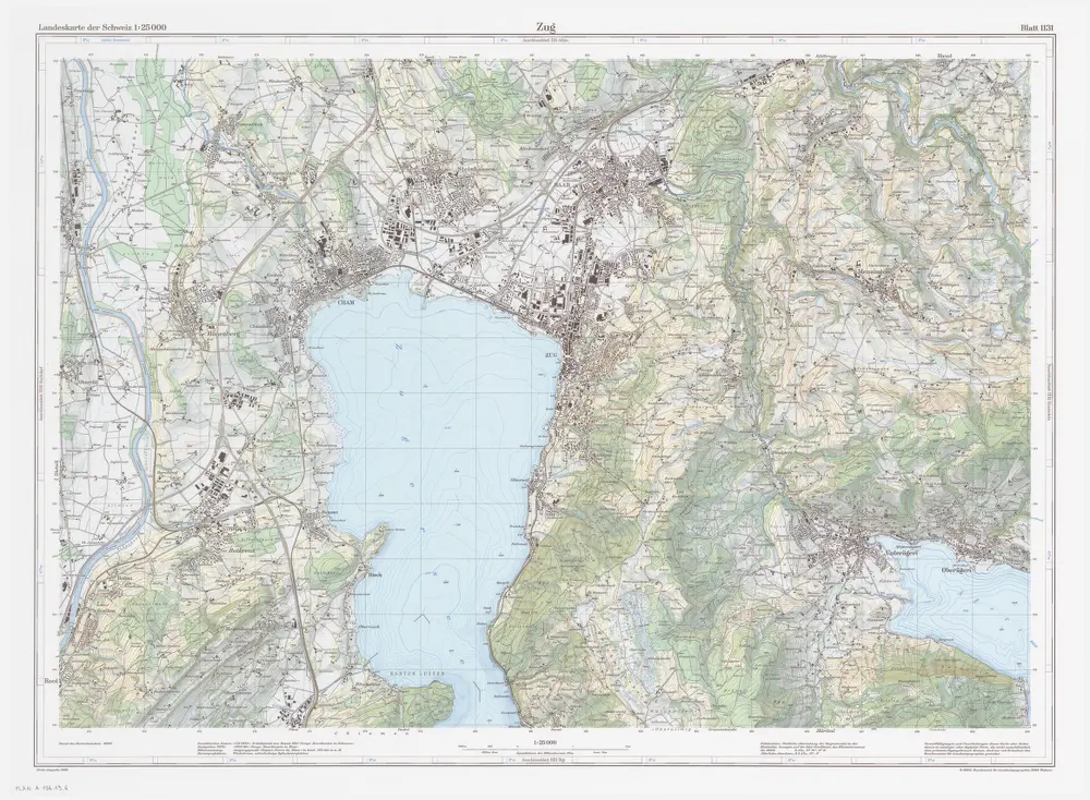 Landeskarte der Schweiz 1 : 25000: Den Kanton Zürich betreffende Blätter: Blatt 1131: Zug