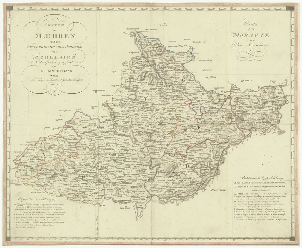 Charte von Maehren und dem oesterreichischen Antheile von Schlesien