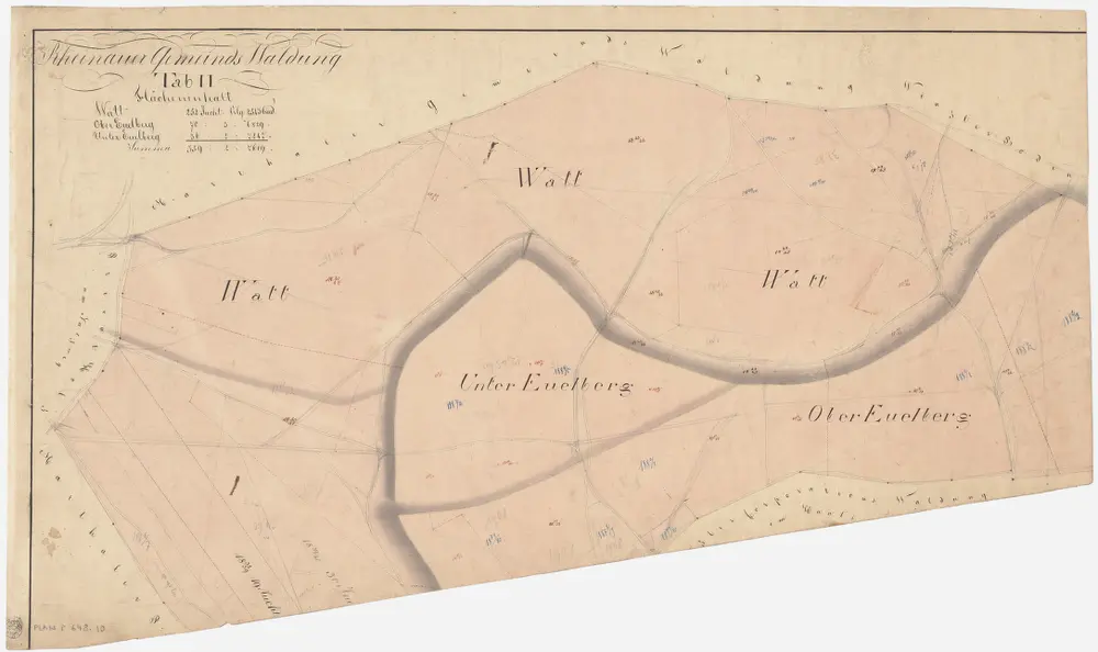 Rheinau: Gemeinde-, Kloster- und Genossenschaftswaldungen: Gemeindewaldungen Watt, Unter Euelberg, Ober Euelberg; Grundriss (Tab. II)