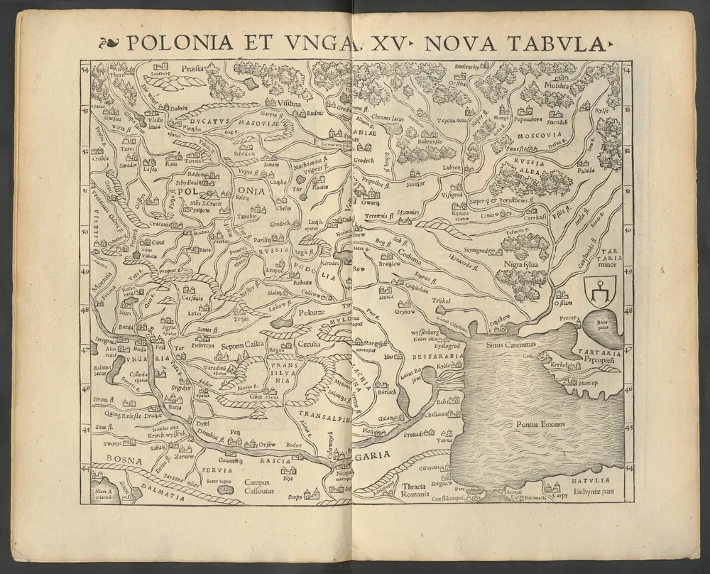 Polonia Et Ungaria, XV. Nova Tabula. [Karte], in: Claud. Ptolemaeus. Geographia lat. cum mappis [...], S. 398.