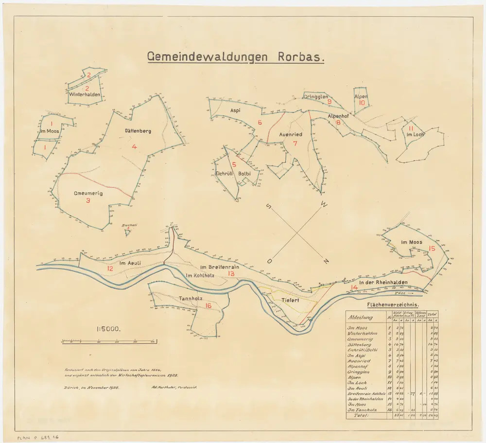 Rorbas, Bülach; Gemeindewaldung Rorbas: Rorbas, Bülach: Gemeindewaldung; Übersichtsplan