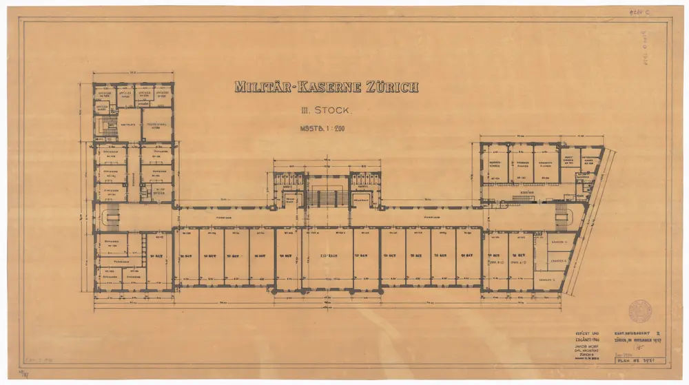Neue Militärkaserne: 3. Stock; Grundriss