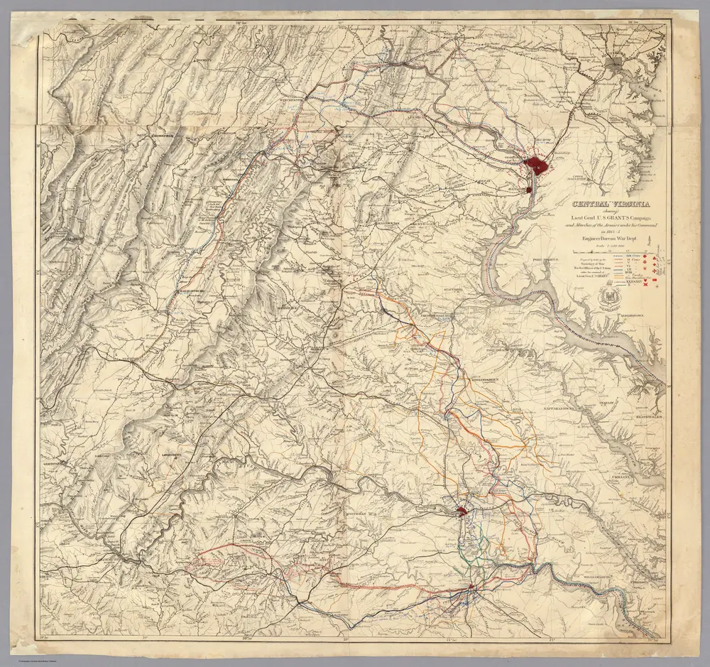 Central Virginia showing Lieut Gen'l U.S. Grant's Campaign and Marches.