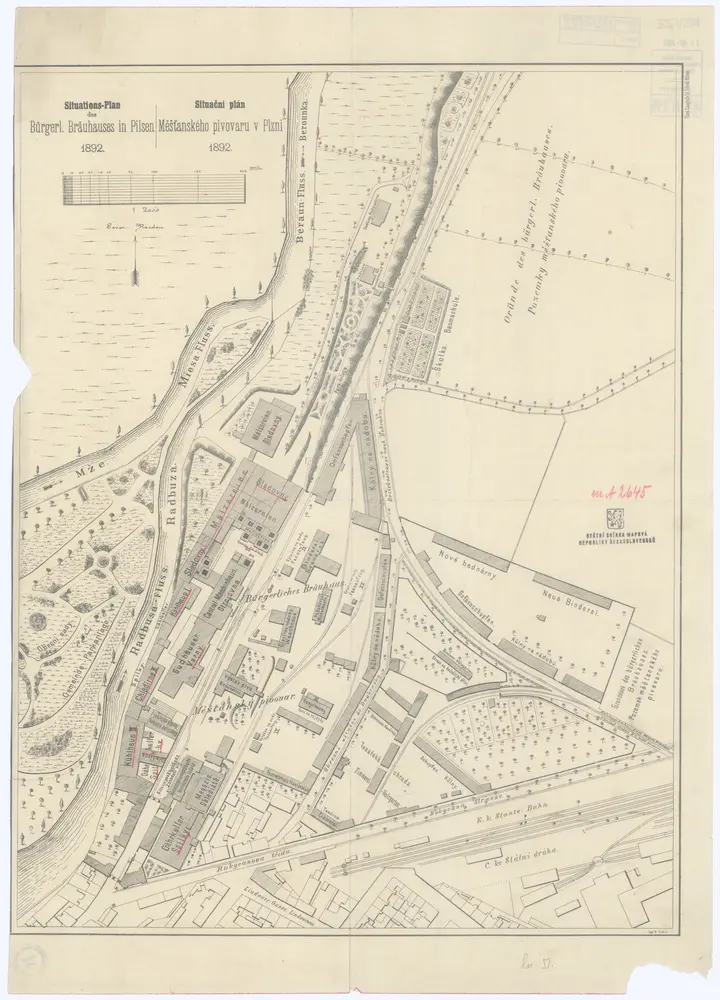 Situations-Plan des Bürgerl. Bräuhauses in Pilsen 1892