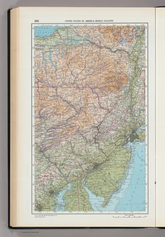 205.  United States of America, Middle Atlantic.  The World Atlas.