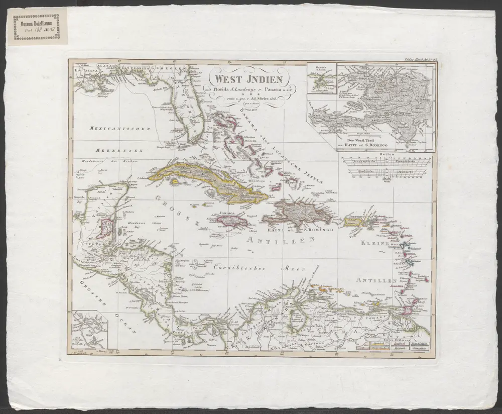 West Indien mit Florida d. Landenge v. Panama u.s.w. / entw. u. gez. v. Ad. Stieler, 1818. gest. v. Haase revid 1824