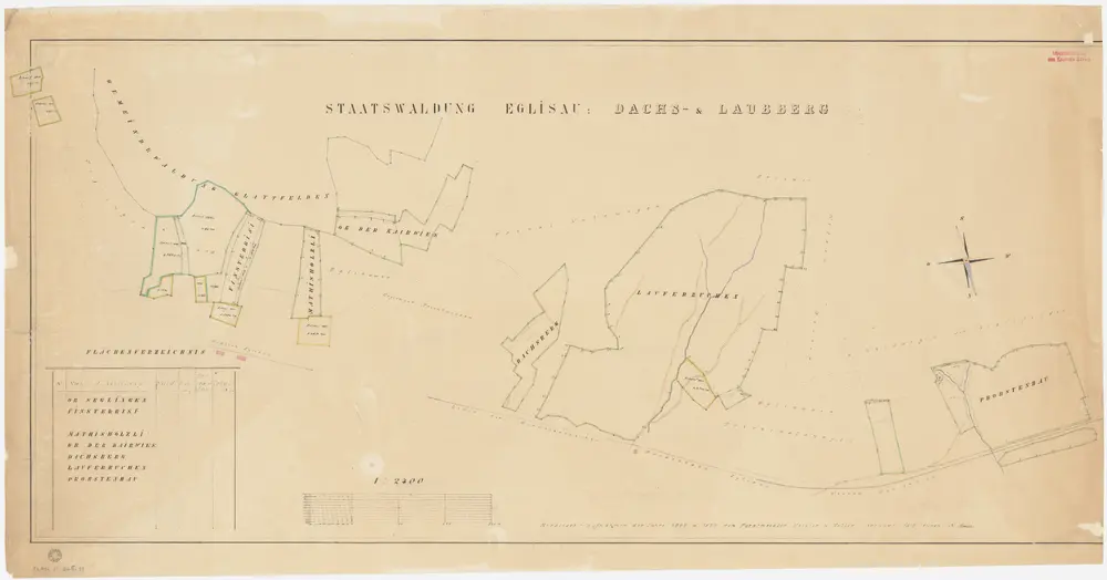 Eglisau: Staatswaldung: Dachsberg, Laubberg, Feisterrisi (Finsterrisi), Ob der Kaibwies, Mathyshölzli (Mathishölzli), Laufenbuechen (Lauferbuchen), Probstenhau, Ober-Seglingen; Grundrisse