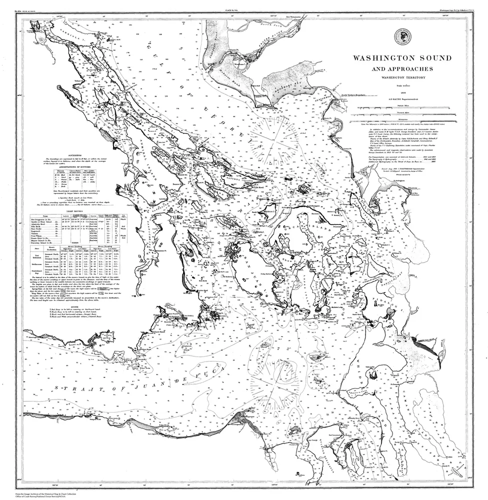 Navigation Chart of Washington Sound and Approaches, Washington Territory