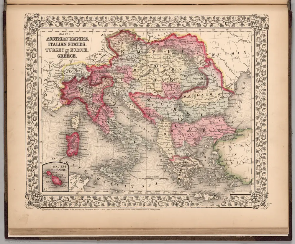 Map of Austrian Empire, Italian State. Turkey in Europe, and Greece