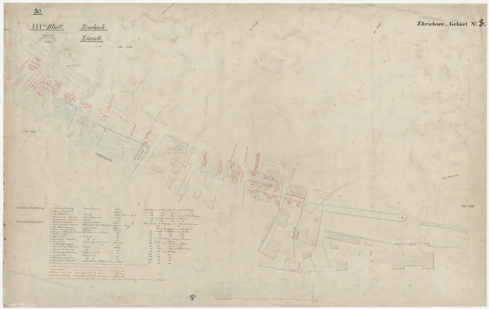 Hombrechtikon bis Zürich: Rechtes Ufer des Zürichsees; Grundrisse: Blatt 30: Zürich und Riesbach