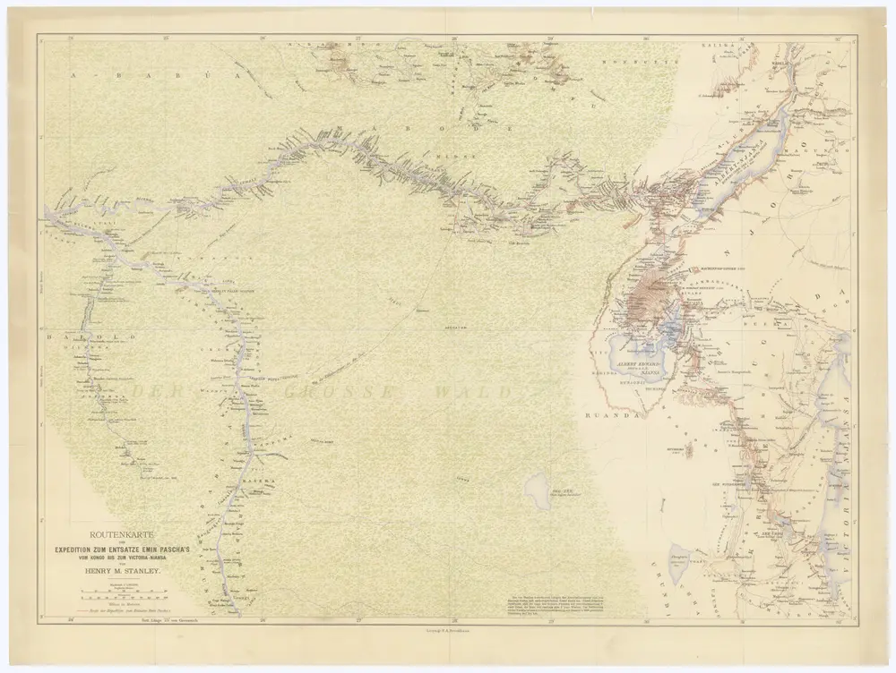 Routenkarte der Expedition zum Entsatze Emin Pascha's vom Kongo bis zum Victoria-Njasa