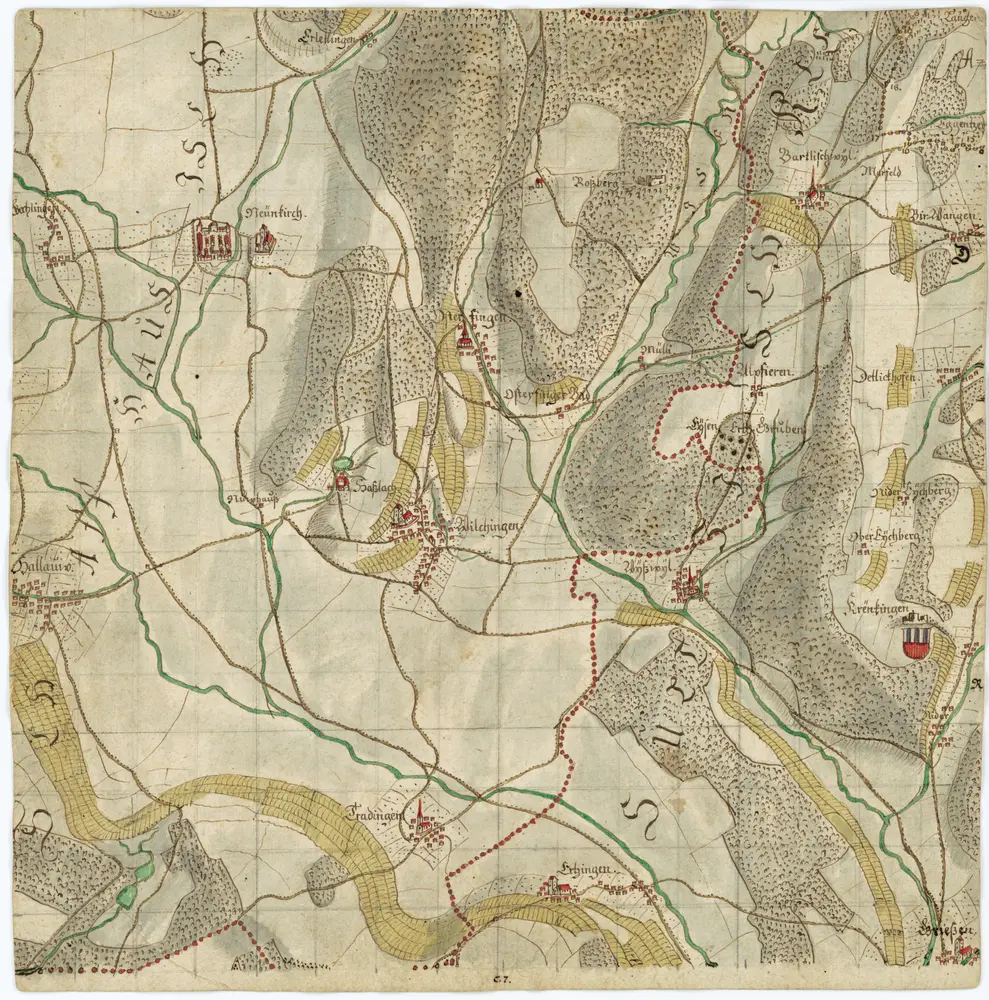 Grosse Landtafel des Zürcher Gebiets: Blatt 34: Wilchingen und Umgebung