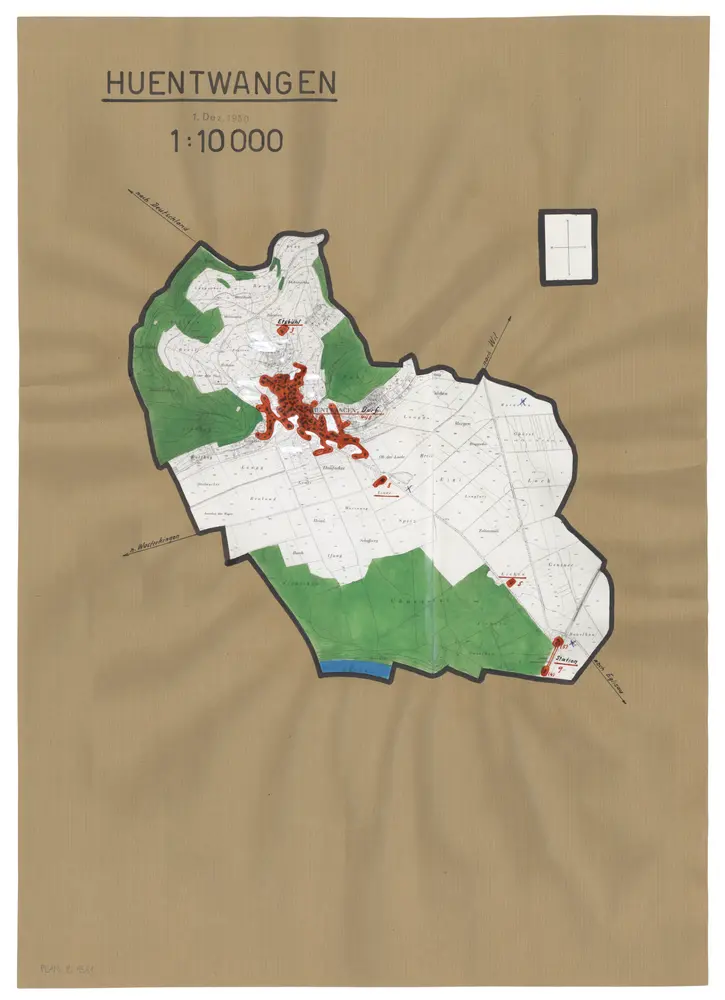 Hüntwangen: Definition der Siedlungen für die eidgenössische Volkszählung am 01.12.1950; Siedlungskarte