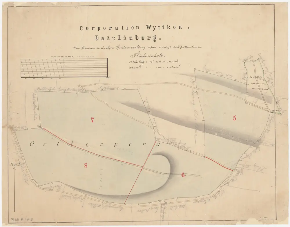 Witikon: Spital- und Genossenschaftswaldungen: Genossenschaftswaldungen Ötlisberg (Oettlisperg) und Im Möösli; Grundriss