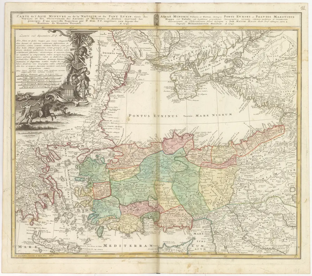 CARTE DE L'ASIE MINEVRE ou de la NATOLIE et du PONT EVXIN