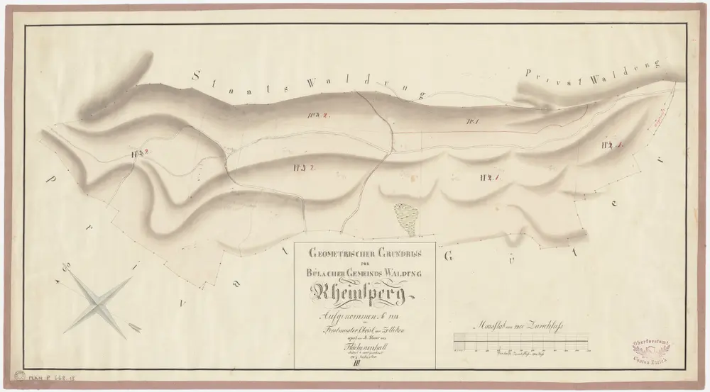 Bülach, Bachenbülach, Hochfelden: Gemeindewaldungen Bülach und Bachenbülach: Bülach: Rhinsberg (Rheinsberg); Grundriss (Nr. III)