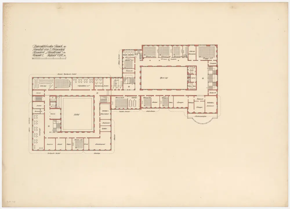 Zürich: Neubau der Universität; Projekt Künstlergut, Variante 2; 2. Obergeschoss; Grundriss