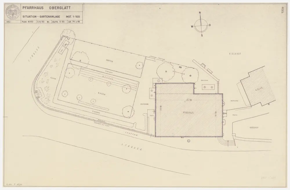 Oberglatt: Pfarrhaus und Umgebung; Grundriss