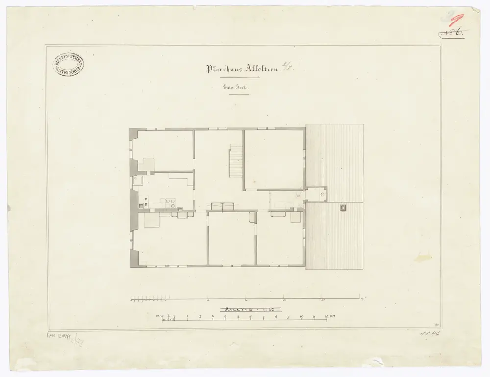 Affoltern bei Zürich: Pfarrhaus, 1. Stock; Grundriss (Nr. 9)