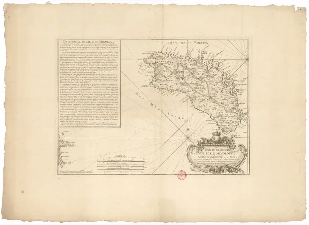 Carte topographique de l'isle Minorque