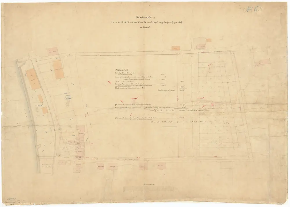 Von der Stadt Zürich erworbene Liegenschaft von Herrn Meier-Nägeli im Kräuel; Situationsplan