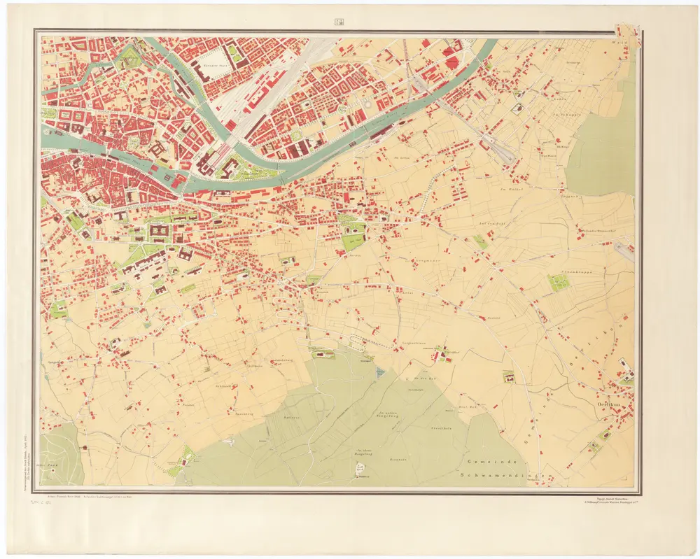 Übersichtsplan der Stadt Zürich, Blatt d: Zentrum, Fluntern, Wipkingen, Oberstrass, Unterstrass, Oerlikon, Schamendingen