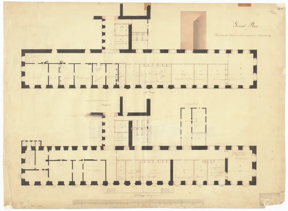 Obmannamtsgebäude: Nach dem Umbau, Erdgeschoss und 1. Stock; Grundrisse