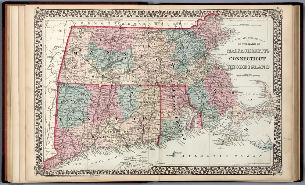 County and township map of the States of New Hampshire and Vermont