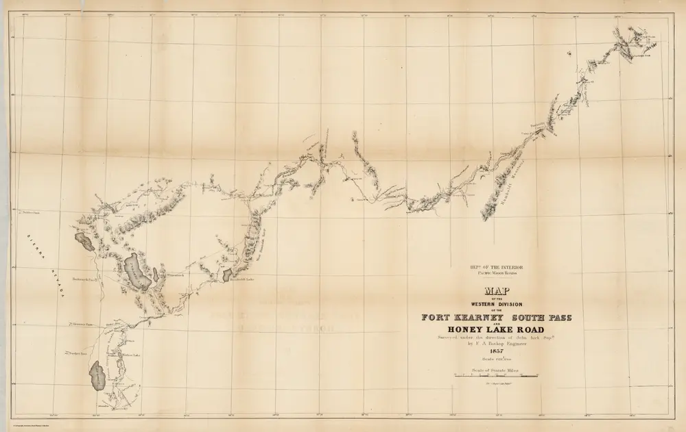 Map of the Western Division of the Fort Kearney South Pass and Honey Lake Road.