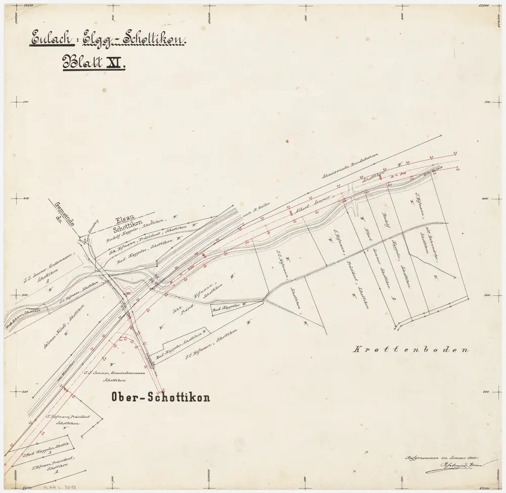 Elsau: Schottikon, Eulach bei Oberschottikon; Situationsplan (Eulach: Elgg-Schottikon Blatt XI)