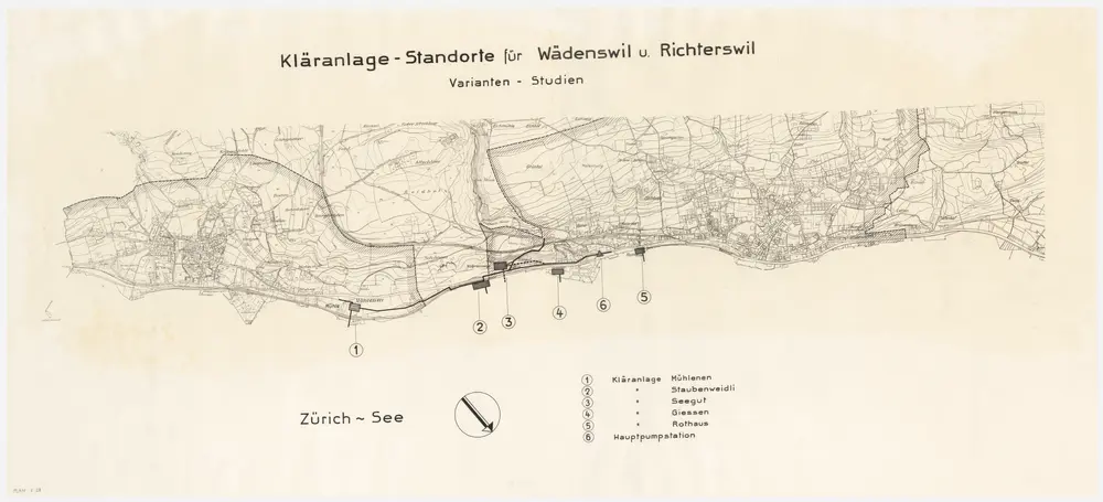 Wädenswil, Richterswil: Abwasserreinigungsanlage, Standortwahl; Übersichtsplan