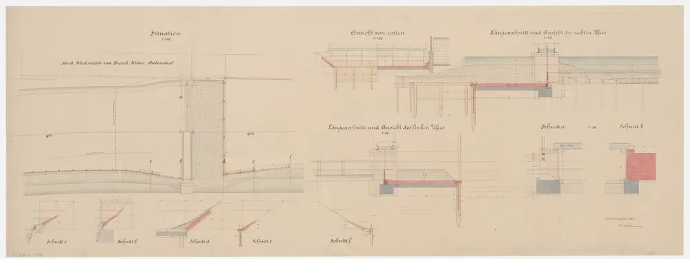 Dübendorf: Mechanische Werkstätte von B. Weber; Situationsplan, Ansicht und Schnitte (Glatt-Gebiet Nr. 60)